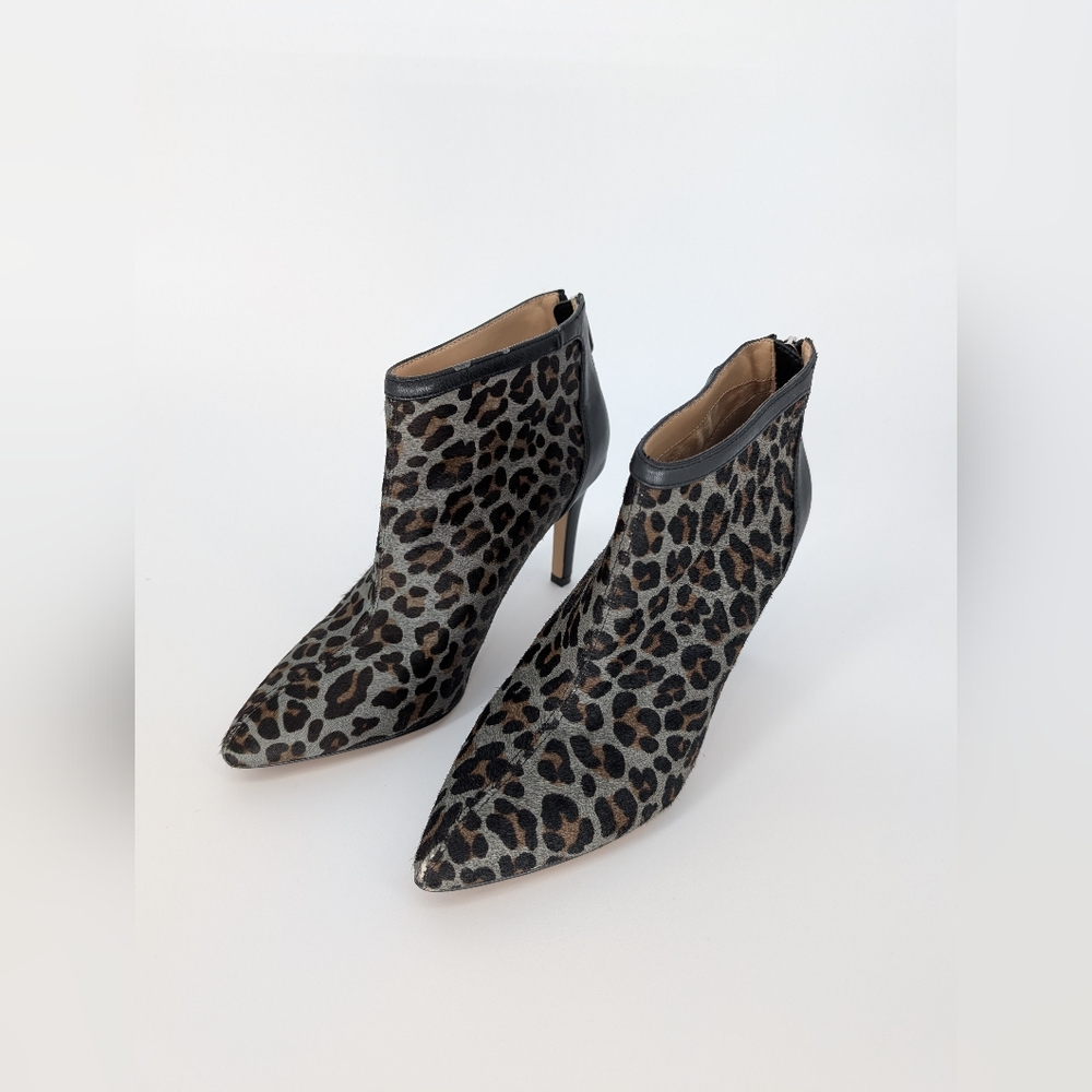 Adrienne Vittadini AV-Nyla Leopard Ankle Bootie | 8M | Pony Hair Stilettos